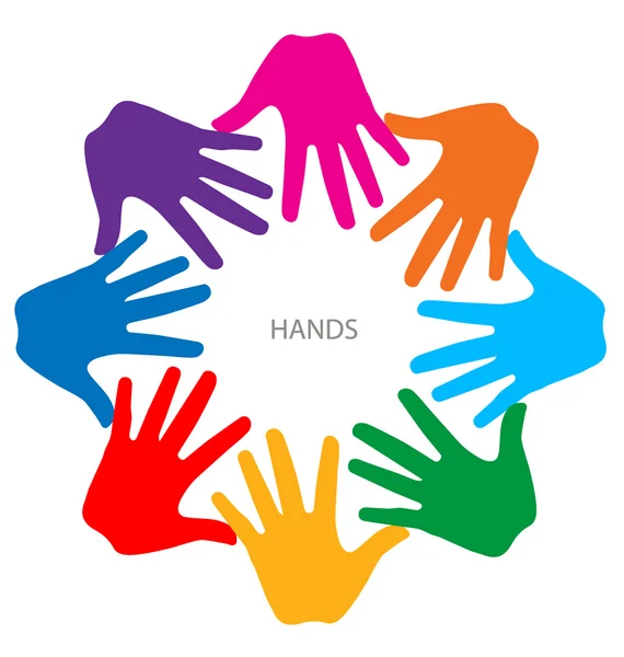 Colorful hands. Vector illustration. — Stock Vector