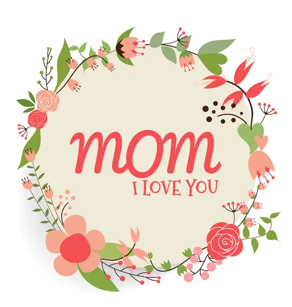 Feliz Día de la Madre con ramos florales fondo, vector illus — Vector de stock