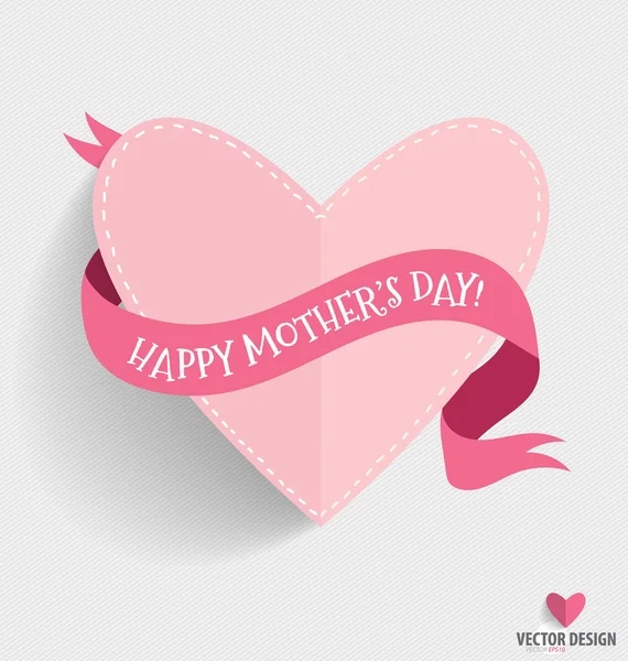 Mutlu anneler günü kalp ve şerit, vektör çizim ile. — Stok Vektör