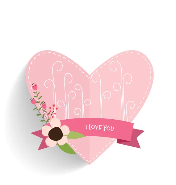 Ευτυχισμένη ημέρα της μητέρας, Floral Μπουκέτα με κορδέλα και καρδιά, vecto — Διανυσματικό Αρχείο
