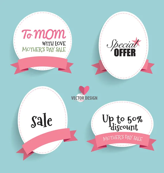 Vendita Coupon, voucher, tag. Buona Festa della Mamma, vettoriale illustrati — Vettoriale Stock