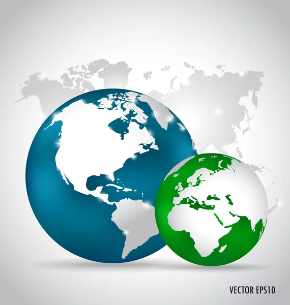 Modern globes and world map, vector illustration. — Stock Vector