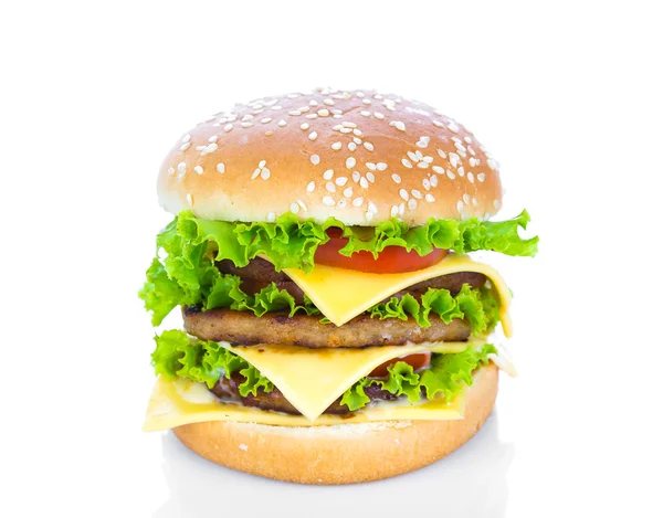 Hamburger op witte achtergrond — Stockfoto