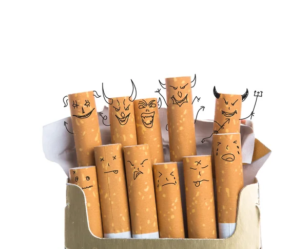 Box of cigarettes with Devil Face isolated on a white background — Stock Photo, Image