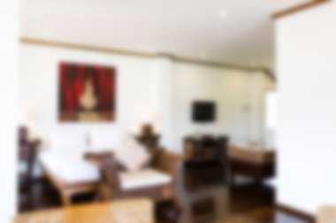 İç modern konforlu otel odasının bulanıklık