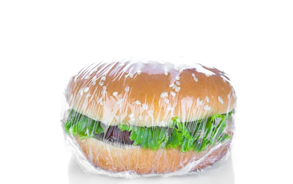Wrapping Hamburger on white background — Stock Photo, Image
