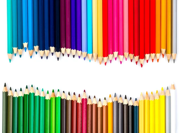 Aproape de creioane de culoare pe fundal alb — Fotografie, imagine de stoc