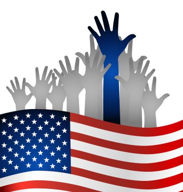El ve Amerikan bayrağı, vektör çizim