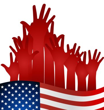 El ve Amerikan bayrağı, vektör çizim