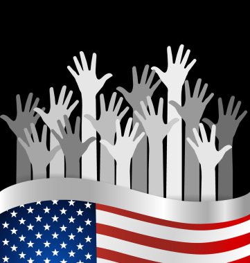 El ve Amerikan bayrağı, vektör çizim.