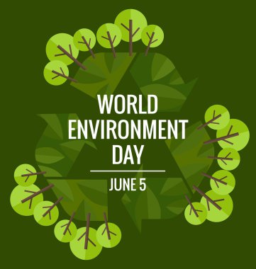 Dünya Çevre günü kavramı ağaç arka plan ile. Vektör illus