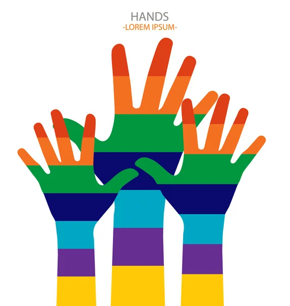 Raised hands. Vector illustration. — Stock Vector