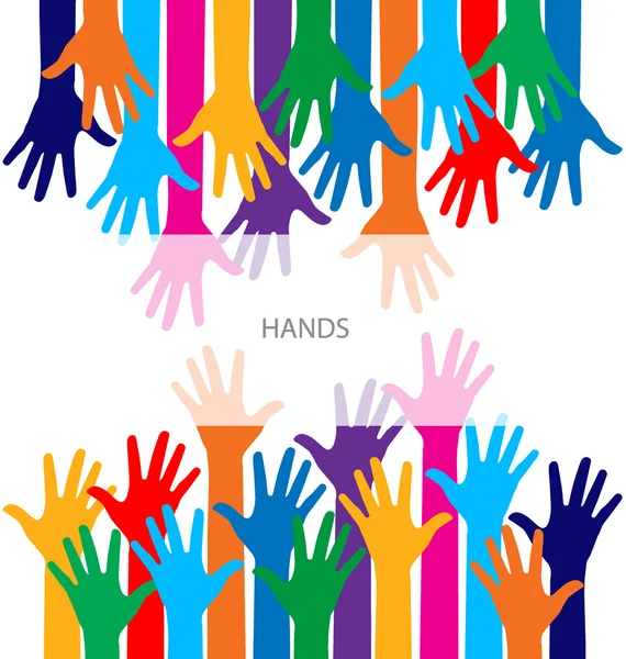 Raised hands. Vector illustration. — Stock Vector