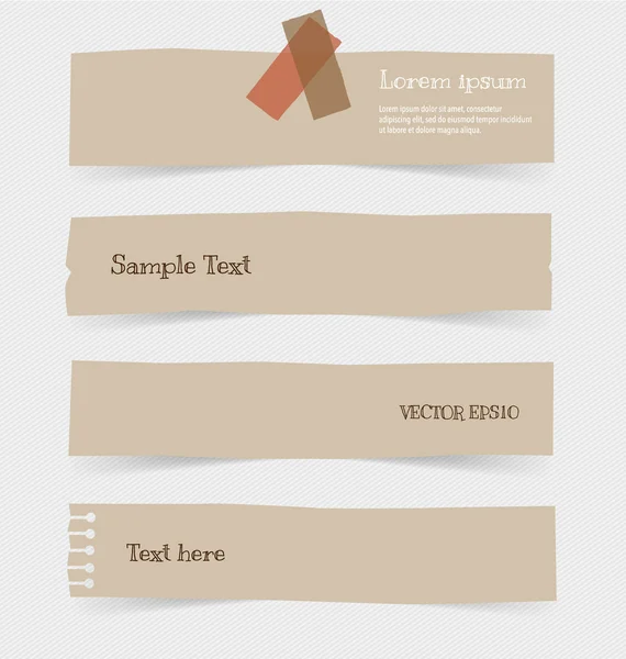 Papeles de apuntes vacíos, listos para su mensaje. Ilustración vectorial . — Archivo Imágenes Vectoriales