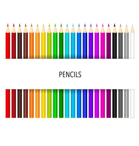 Lápices de color sobre fondo blanco, ilustración vectorial . — Vector de stock
