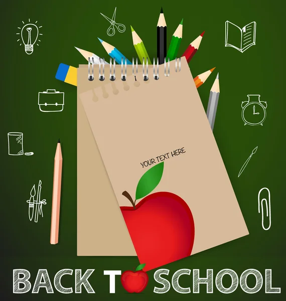 Welcome back to school with paper note, vector illustration. — Stock Vector