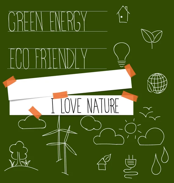 Banner Natura con Icone Ecologia e Ambiente. Vettore illustr — Vettoriale Stock