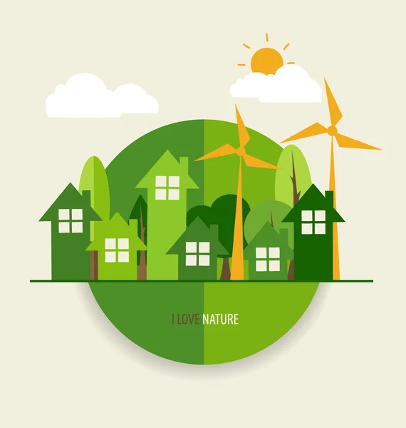 Mundo respetuoso con el medio ambiente. Concepto de ecología. Vector ilustra — Vector de stock