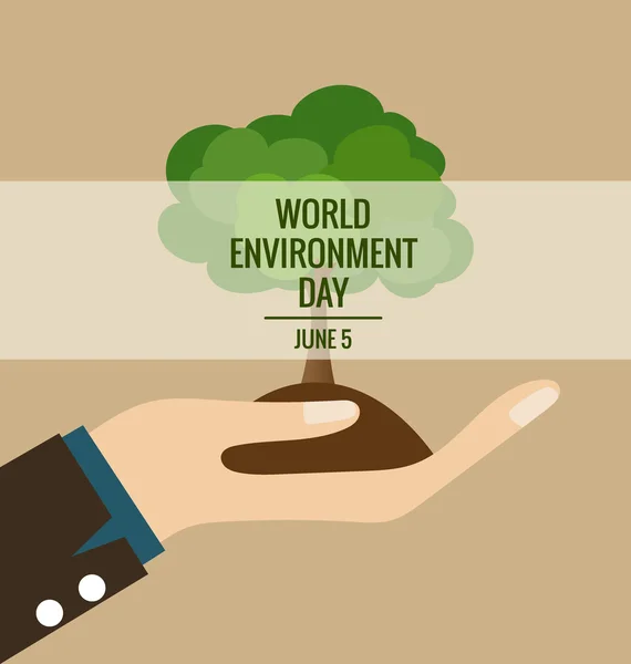 World environment day concept, Hands with tree (en inglés). Ilustración vectorial — Vector de stock