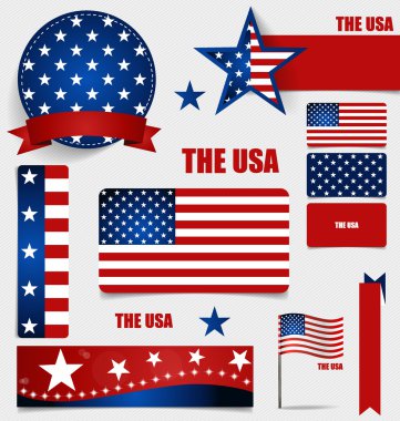 koleksiyon Amerikan bayrakları Bayraklar konsept tasarımı. vektör illus