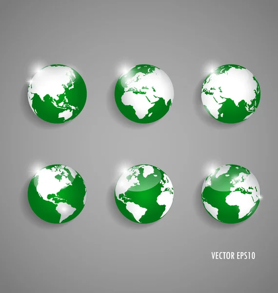 Moderne globes en wereldkaart, vectorillustratie. — Stockvector