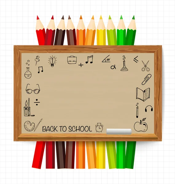 Welcome back to school with blackboard, vector illustration. — Stock Vector