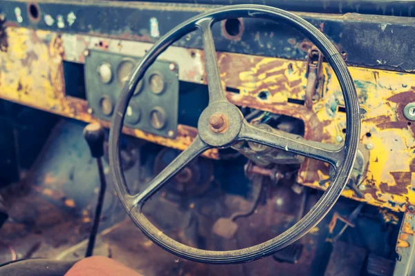 Interior of vintage car ( Filtered image processed vintage effec — Stock Photo, Image