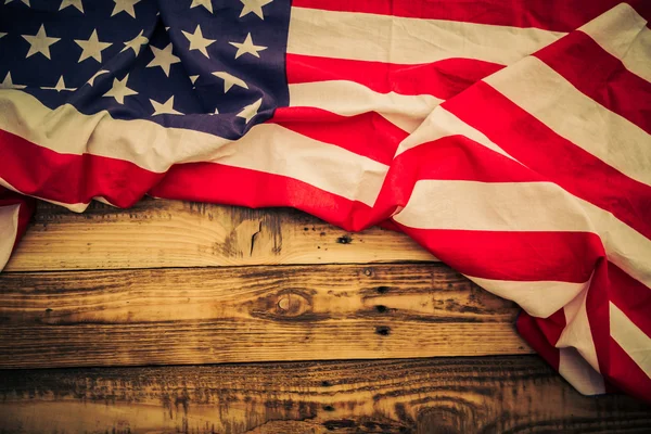 American flag on wooden background — Stock Photo, Image