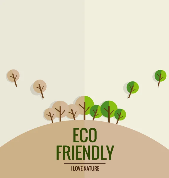 ECO FRIENDLY. Ecology concept with tree background. Vector illus — Stock Vector