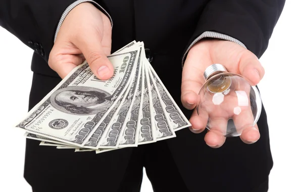 Business man pay money for buy idea — Stock Photo, Image