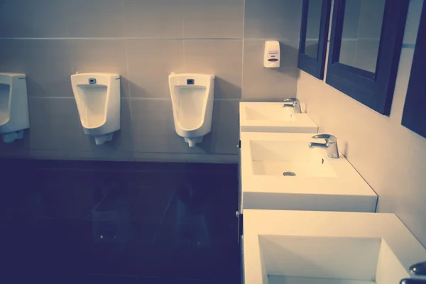 Interior of man public toilet ( Filtered image processed vintage — Stock Photo, Image