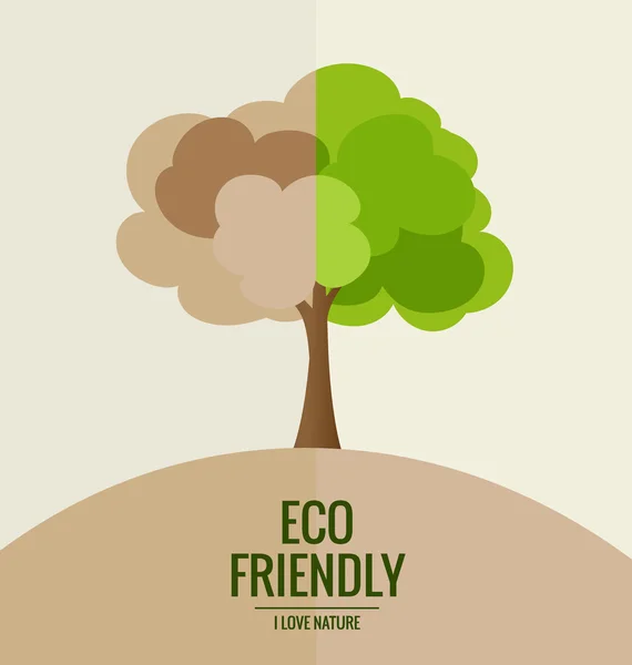 ECO FRIENDLY. Экологическая концепция с фоном дерева. Векторное безразличие — стоковый вектор