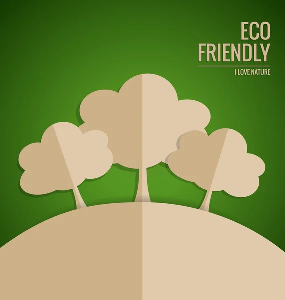 Conceito de ecologia. Corte de papel de árvore em fundo verde. Vetor i — Vetor de Stock