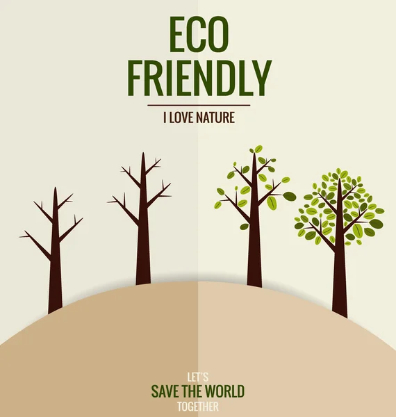 ECO AMIGO. Concepto de ecología con fondo de árbol. Vector illus — Vector de stock