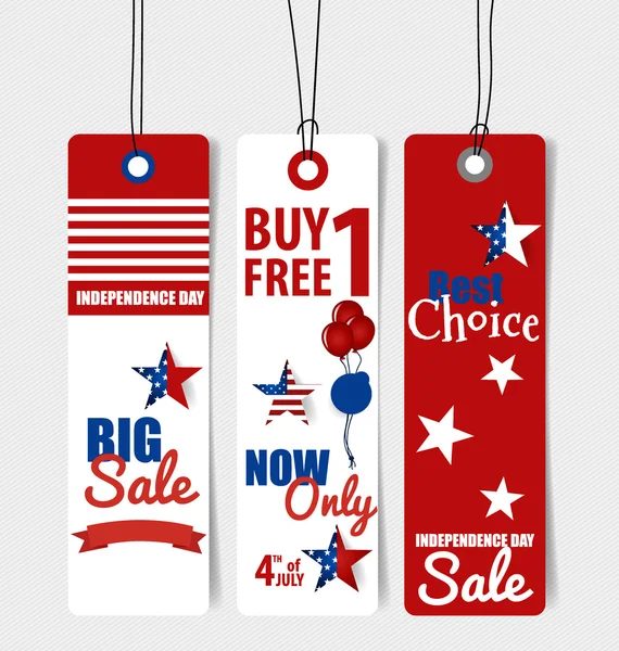 Il 4 luglio. Happy independence day Vendita Coupon, voucher, tag . — Vettoriale Stock