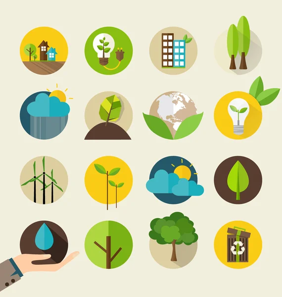 Iconos ecológicos. Ilustración vectorial . — Vector de stock