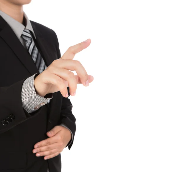 Business man touching an imaginary screen — Stock Photo, Image