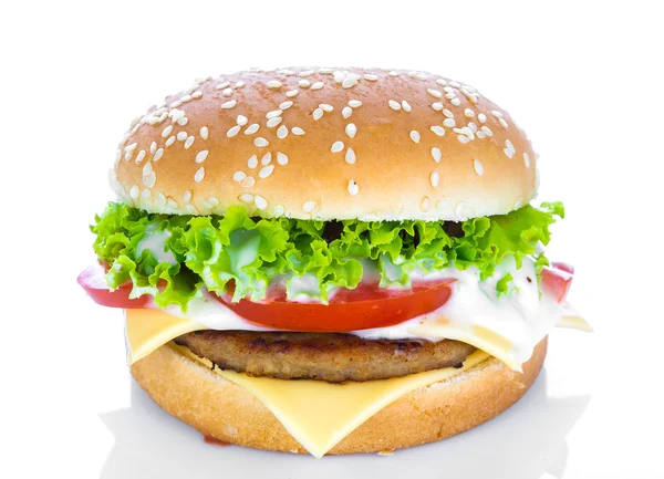 Гамбургер на білому тлі — стокове фото