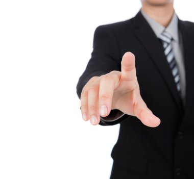 hayali bir ekrana dokunarak iş adamı