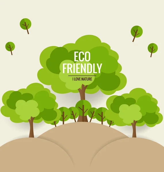 Ecology concept with trees background — Stock Vector