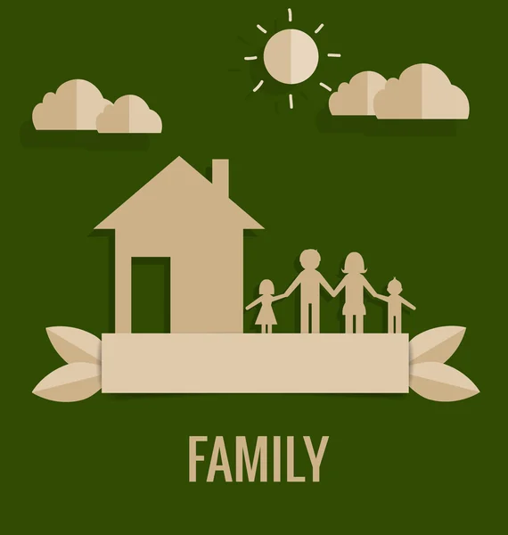Papír řez rodinných ilustrace. — Stockový vektor