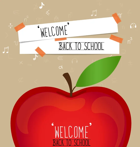 Welcome back to school with paper notes — Stock Vector