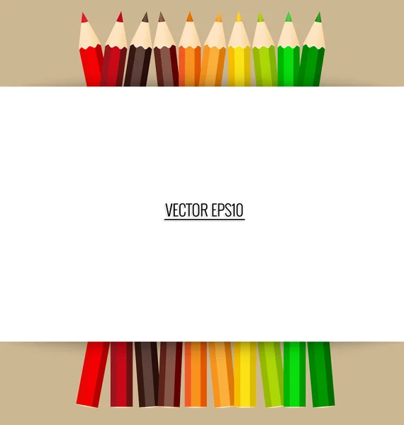 Papier opmerking met kleur vulpotloden achtergrond — Stockvector