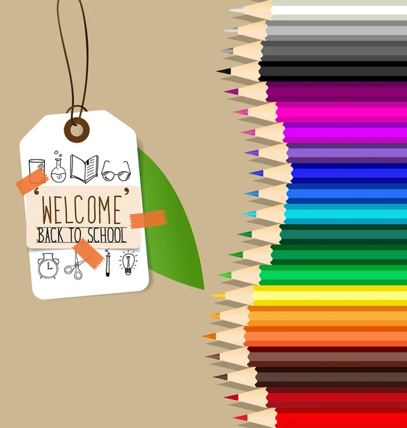 Welcome back to school with paper note — Stock Vector