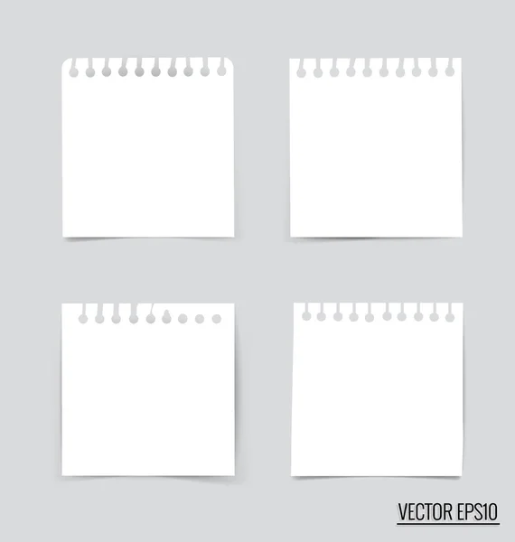 Collection of various white note papers — Stock Vector