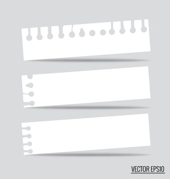 Collection of various white note papers — Stock Vector