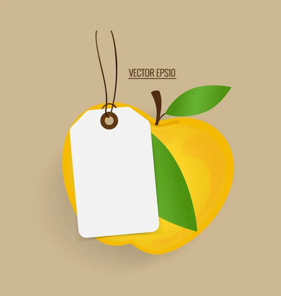 Nota de papel con fondo amarillo manzana — Vector de stock