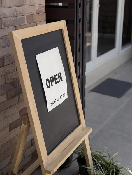 Woordteken op vintage krijt bord van koffie winkel — Stockfoto