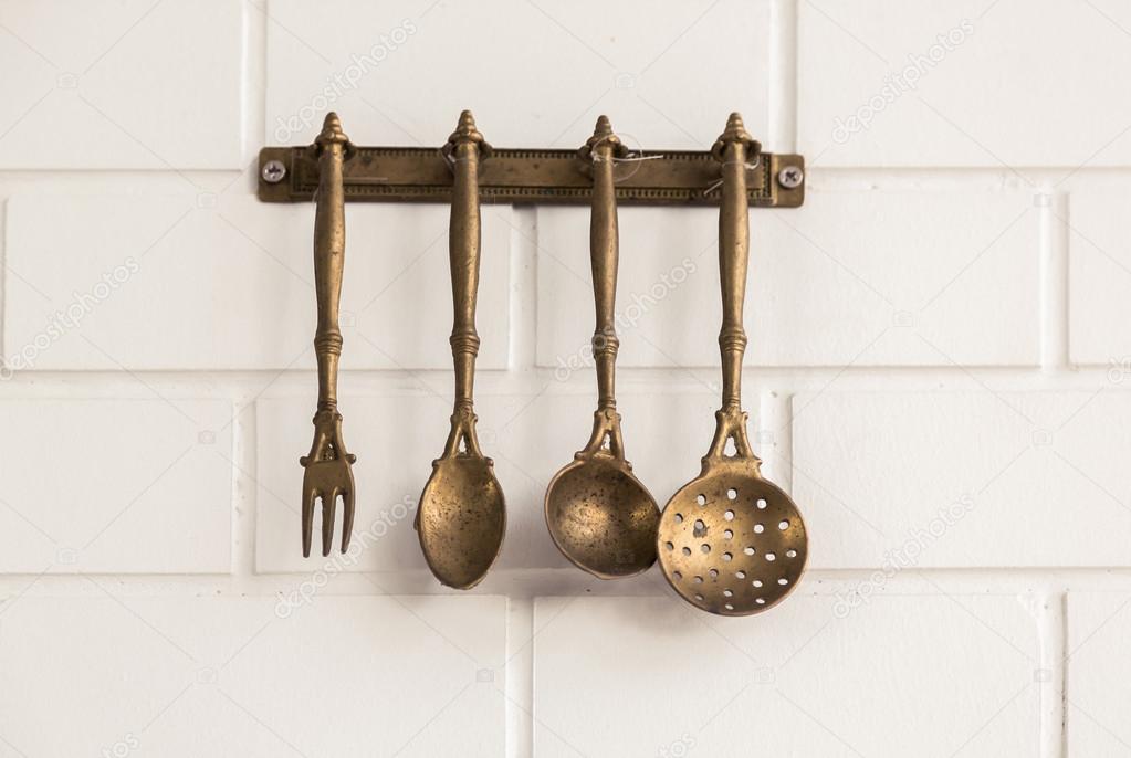 Vintage kitchen spoon  and fork hanging