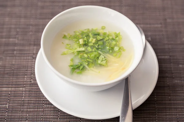 Rice soup on table — Stock Photo, Image